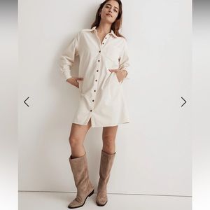 Corduroy mini shirt dress